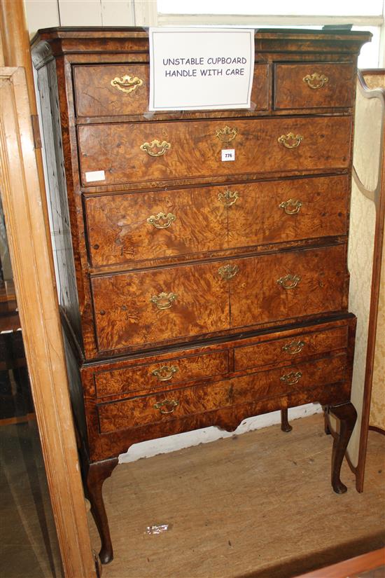 Walnut chest on stand (a/f)